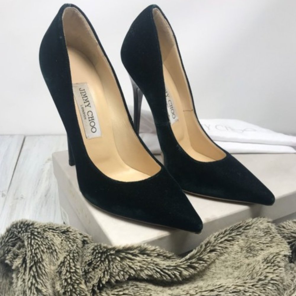 Jimmy Choo's Velvet Bottle Green Anouk